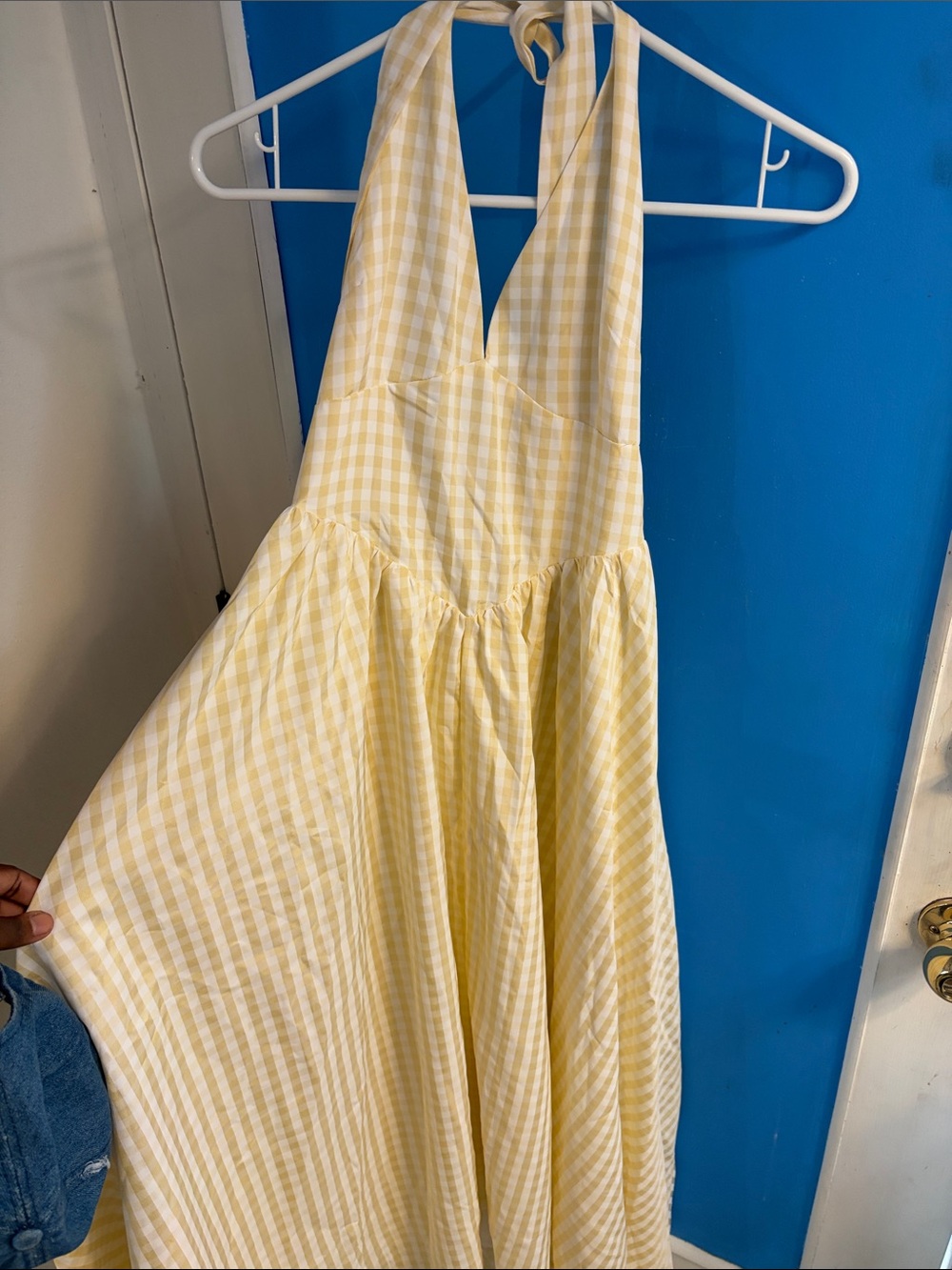 Amazon Yellow Gingham Backless Halter Sundress